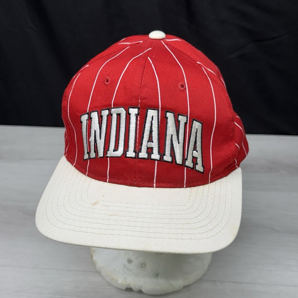 VTG Indiana Hoosiers Hat Starter Snapback Candy Cane Red White Pinstripe Cap